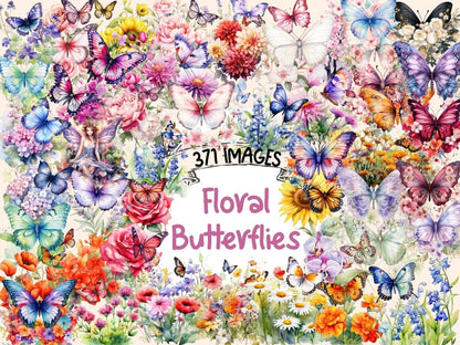 Floral Butterflies Watercolor Clipart butterflies clipart - Wonders Artist