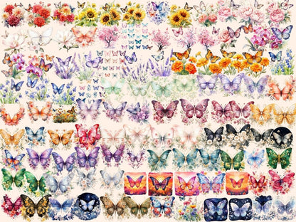 Floral Butterflies Watercolor Clipart butterflies clipart - Wonders Artist