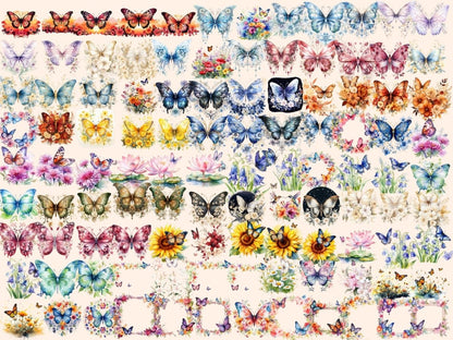 Floral Butterflies Watercolor Clipart butterflies clipart - Wonders Artist