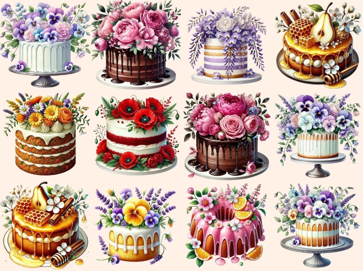 Floral Cakes Clipart blooming cake art - Wonders Artist
