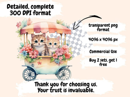 Floral Carts Watercolor Clipart cute clipart - Wonders Artist