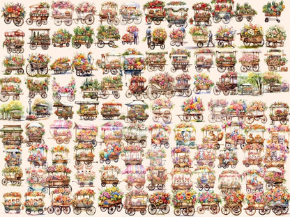 Floral Carts Watercolor Clipart cute clipart - Wonders Artist