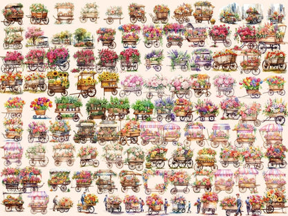 Floral Carts Watercolor Clipart cute clipart - Wonders Artist