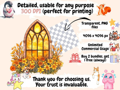 Floral Church Windows Watercolor Clipart christian clipart - Wonders Artist