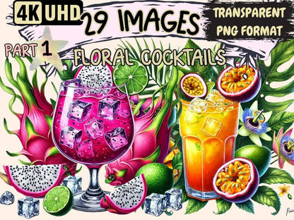 Floral Cocktails Clipart cocktail clipart - Wonders Artist