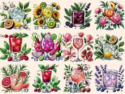 Floral Cocktails Clipart cocktail clipart - Wonders Artist