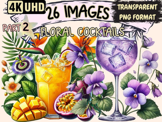 Floral Cocktails (P2) Clipart alcohol clipart - Wonders Artist