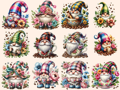 Floral Coffee Gnomes Clipart Coffee clip art - Wonders Artist