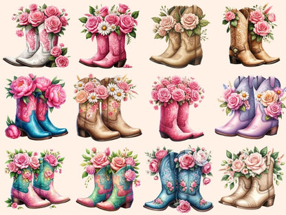 Floral Cowgirl Boot Clipart Boot design - Wonders Artist