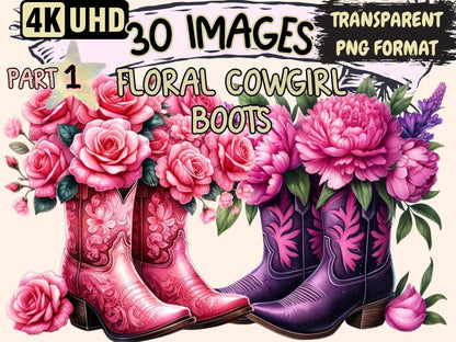 Floral Cowgirl Boot Clipart Boot design - Wonders Artist
