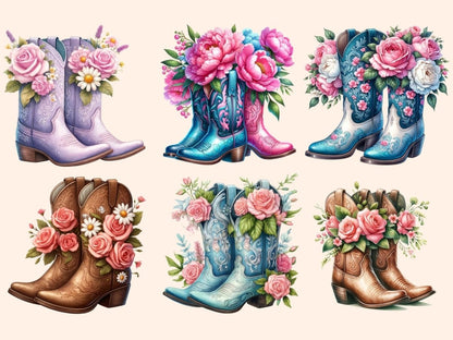 Floral Cowgirl Boot Clipart Boot design - Wonders Artist