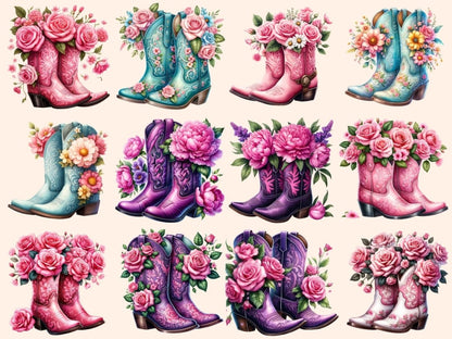 Floral Cowgirl Boot Clipart Boot design - Wonders Artist
