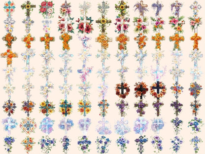 Floral Crosses Watercolor Clipart Botanical Crosses - Wonders Artist