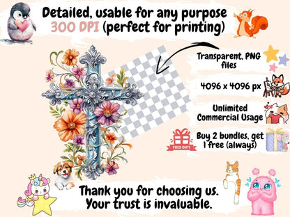 Floral Crosses Watercolor Clipart Botanical Crosses - Wonders Artist