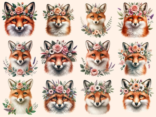 Blomma Crown Foxes Clipart