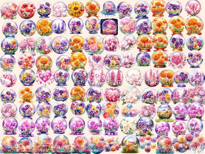 Floral Crystal Balls Watercolor Clipart floral clipart - Wonders Artist
