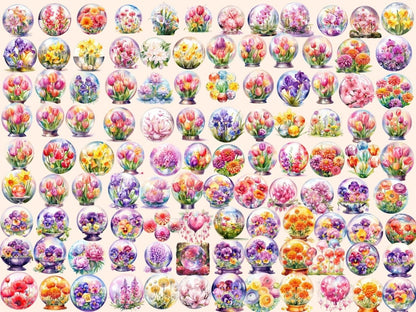 Floral Crystal Balls Watercolor Clipart floral clipart - Wonders Artist