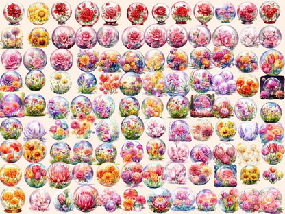 Floral Crystal Balls Watercolor Clipart floral clipart - Wonders Artist
