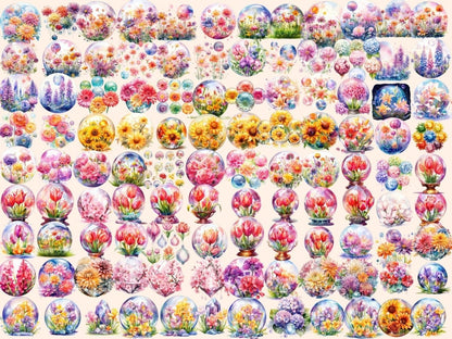 Floral Crystal Balls Watercolor Clipart floral clipart - Wonders Artist