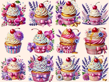 Floral Cupcakes Clipart cupcake art - Wonders Artist