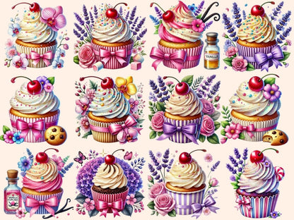 Floral Cupcakes (P2) Clipart cupcake art - Wonders Artist