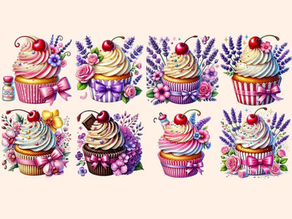 Floral Cupcakes (P2) Clipart cupcake art - Wonders Artist