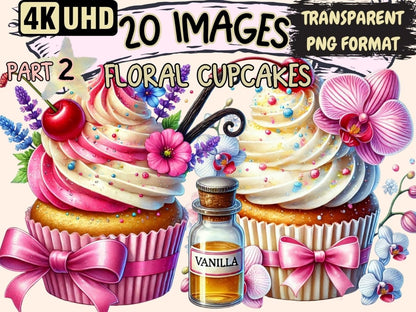 Floral Cupcakes (P2) Clipart cupcake art - Wonders Artist