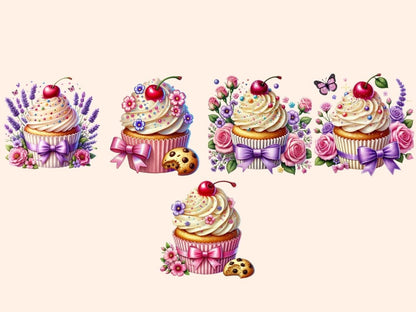 Floral Cupcakes (P3) Clipart cupcake art - Wonders Artist