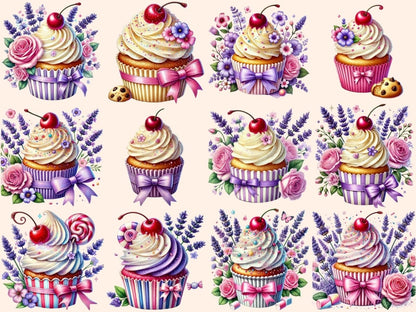 Floral Cupcakes (P3) Clipart cupcake art - Wonders Artist