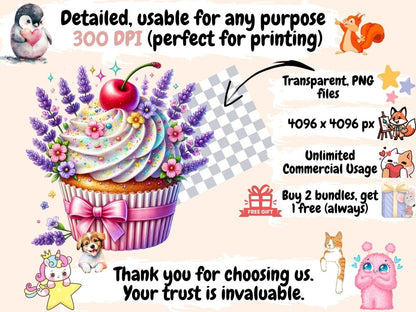 Floral Cupcakes (P3) Clipart cupcake art - Wonders Artist