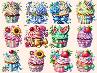 Floral Cupcakes (P5) Clipart cupcake art - Wonders Artist