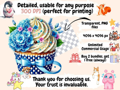 Floral Cupcakes (P5) Clipart cupcake art - Wonders Artist