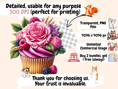 Floral Desserts Clipart Cute dessert art - Wonders Artist