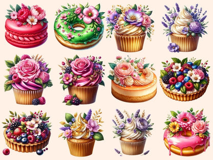 Floral Desserts Clipart Cute dessert art - Wonders Artist