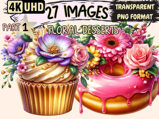 Floral Desserts Clipart Cute dessert art - Wonders Artist