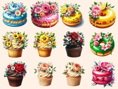Floral Desserts Clipart Cute dessert art - Wonders Artist