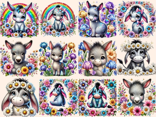 Květinoví oslíci Clipart