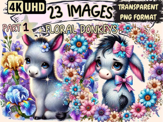 Floral Donkeys Clipart botanical donkeys - Wonders Artist