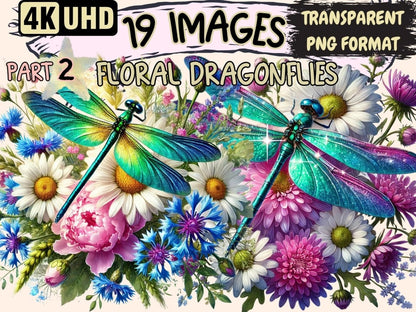 Floral Dragonflies (P2) Clipart dragonfly art - Wonders Artist
