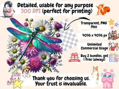 Floral Dragonflies (P2) Clipart dragonfly art - Wonders Artist