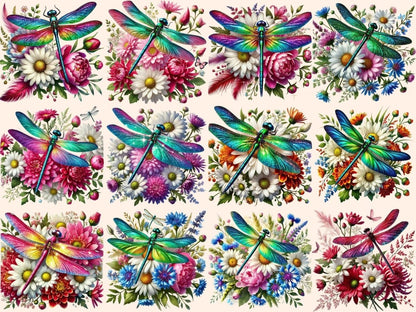 Floral Dragonflies (P2) Clipart dragonfly art - Wonders Artist