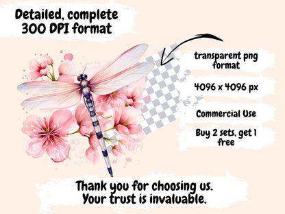 Floral Dragonfly Watercolor Clipart dragonfly clipart - Wonders Artist