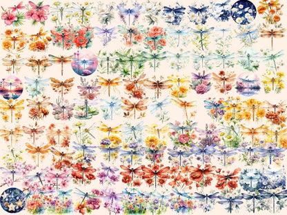 Floral Dragonfly Watercolor Clipart dragonfly clipart - Wonders Artist