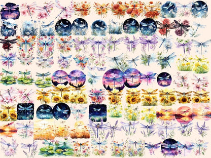 Floral Dragonfly Watercolor Clipart dragonfly clipart - Wonders Artist