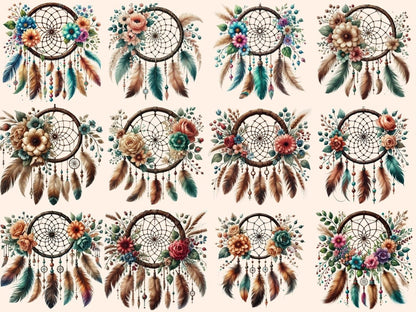Floral Dreamcatchers Clipart bohemian clipart - Wonders Artist