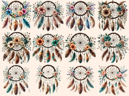 Floral Dreamcatchers Clipart bohemian clipart - Wonders Artist