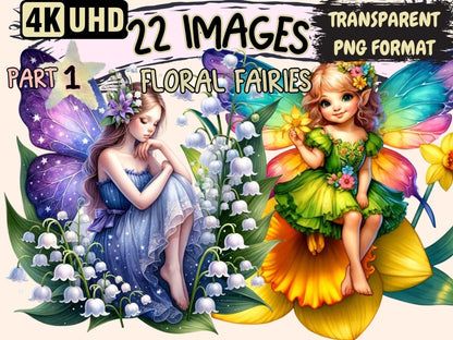 Floral Fairies Clipart Cute fairy art - Wonders Artist