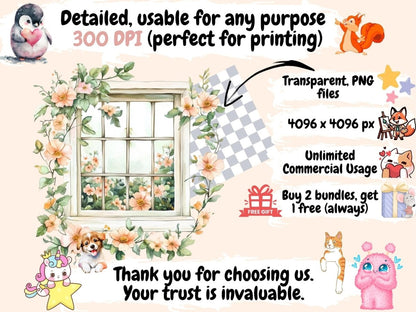 Floral Frames & Windows Watercolor Clipart Botanical Frame PNG - Wonders Artist