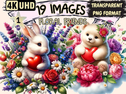 Floral Friends Clipart animals with flowers - Wonders Artist