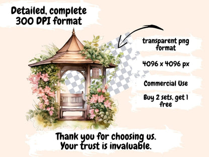 Floral Gazebos Watercolor Clipart floral gazebo png - Wonders Artist